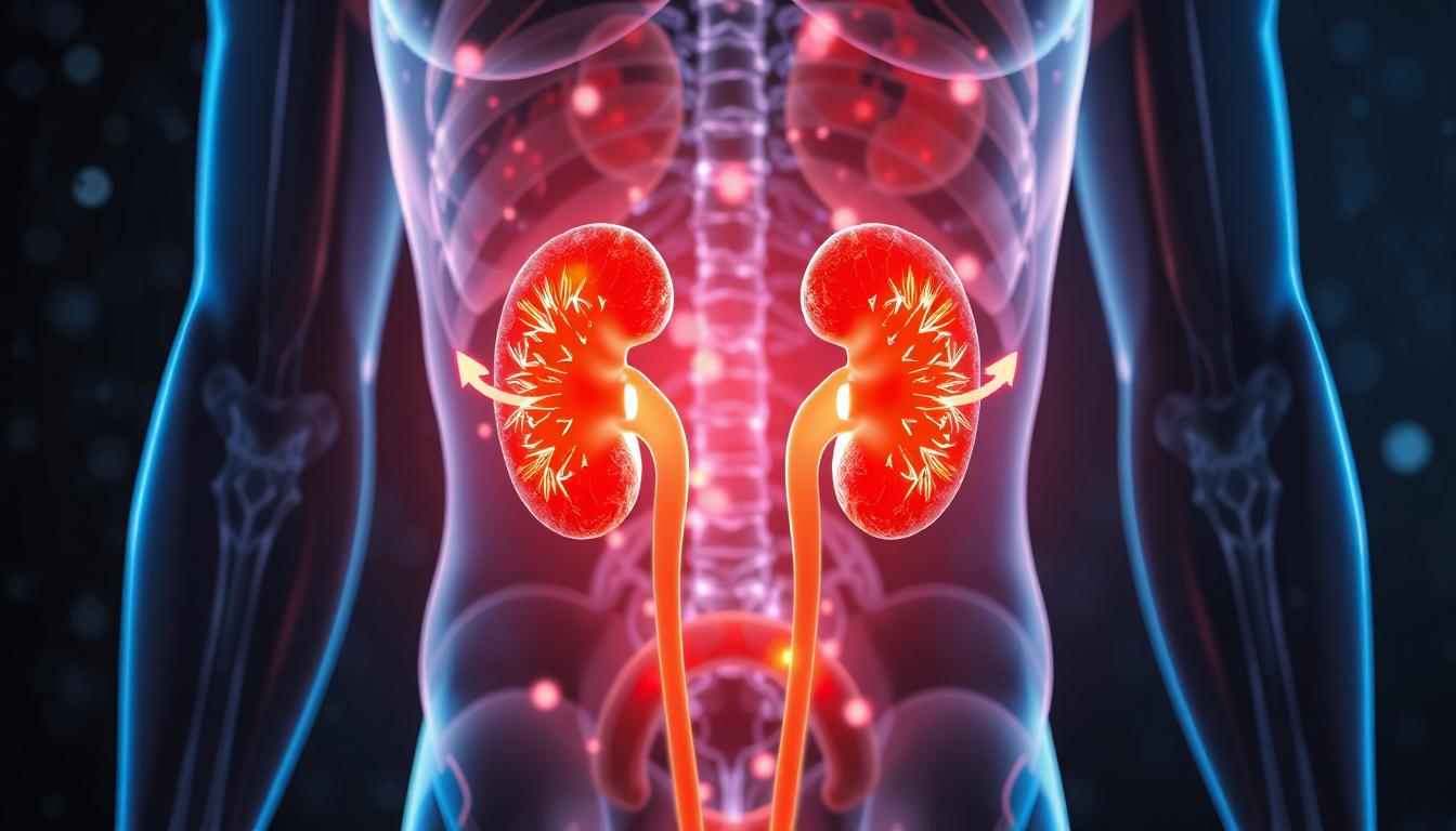 Scientific medical illustration showing how spironolactone affects kidney function and fluid balance related to weight changes.